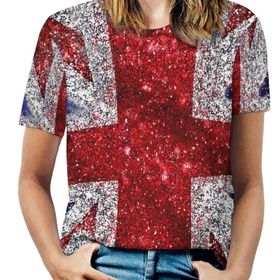 AILLOSA FLAG-122 Tamamı Baskılı Kısa Kollu Yuvarlak Yaka Kadın T-shirt