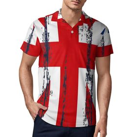 AILLOSA FLAG-123 3D Baskılı Desen Kısa Kollu Polo Yaka Erkek T-shirt