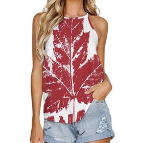 AILLOSA FLAG-124 Yuvarlak Yaka Kolsuz Kadın T-shirt