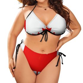 AILLOSA Flag-125 Karın Kontrolü İki Parça Büyük Beden Kadın Bikini Seti