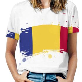 AILLOSA FLAG-128 Tamamı Baskılı Kısa Kollu Yuvarlak Yaka Kadın T-shirt