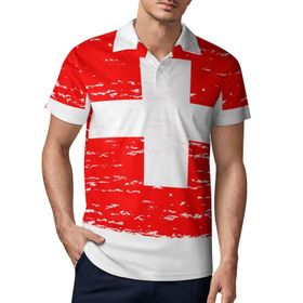 AILLOSA FLAG-130 3D Baskılı Desen Kısa Kollu Polo Yaka Erkek T-shirt