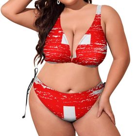 AILLOSA Flag-130 Dolgulu İki Parça Büyük Beden Kadın Bikini Seti