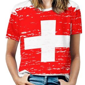 AILLOSA FLAG-130 Tamamı Baskılı Kısa Kollu Yuvarlak Yaka Kadın T-shirt