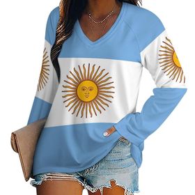 AILLOSA FLAG-138 V Yaka Baskılı Uzun Kollu Kadın Kazak
