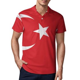 AILLOSA FLAG-141 3D Baskılı Desen Kısa Kollu Polo Yaka Erkek T-shirt