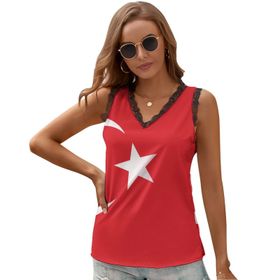 AILLOSA Flag-141 Kolsuz V Yaka Bol Kesim Kadın Atlet