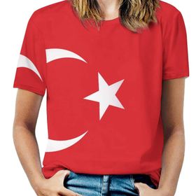 AILLOSA FLAG-141 Tamamı Baskılı Kısa Kollu Yuvarlak Yaka Kadın T-shirt