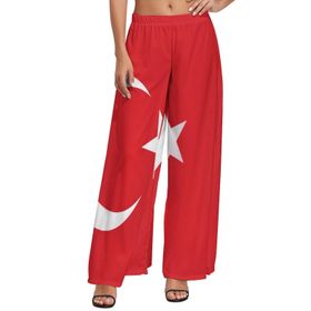 AILLOSA FLAG-141 Yüksek Bel Geniş Paça Bol Gündelik Kadın Pantolon