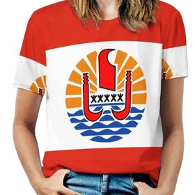 AILLOSA FLAG-145 Tamamı Baskılı Kısa Kollu Yuvarlak Yaka Kadın T-shirt
