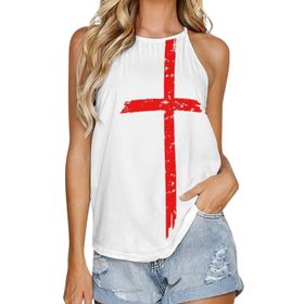 AILLOSA FLAG-146 Yuvarlak Yaka Kolsuz Kadın T-shirt