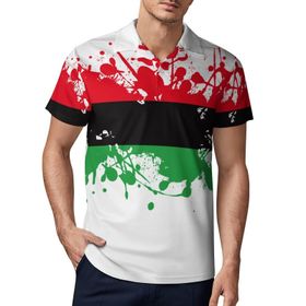 AILLOSA FLAG-147 3D Baskılı Desen Kısa Kollu Polo Yaka Erkek T-shirt