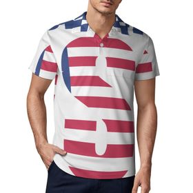 AILLOSA FLAG-15 3D Baskılı Desen Kısa Kollu Polo Yaka Erkek T-shirt