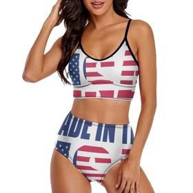 AILLOSA FLAG-15 Geniş Omuz Askılı Üçgen Bikini Üstü Alçak Bel İki Parça Kadın Bikini Seti