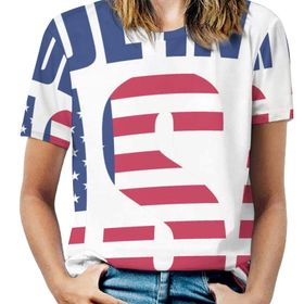 AILLOSA FLAG-15 Tamamı Baskılı Kısa Kollu Yuvarlak Yaka Kadın T-shirt