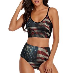 AILLOSA FLAG-150 Geniş Omuz Askılı Üçgen Bikini Üstü Alçak Bel İki Parça Kadın Bikini Seti