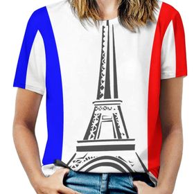 AILLOSA FLAG-151 Tamamı Baskılı Kısa Kollu Yuvarlak Yaka Kadın T-shirt