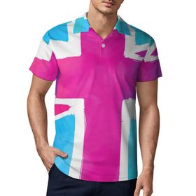 AILLOSA FLAG-152 3D Baskılı Desen Kısa Kollu Polo Yaka Erkek T-shirt