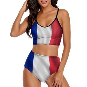 AILLOSA FLAG-153 Geniş Omuz Askılı Üçgen Bikini Üstü Alçak Bel İki Parça Kadın Bikini Seti
