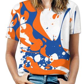 AILLOSA FLAG-154 Tamamı Baskılı Kısa Kollu Yuvarlak Yaka Kadın T-shirt