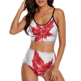 AILLOSA FLAG-157 Geniş Omuz Askılı Üçgen Bikini Üstü Alçak Bel İki Parça Kadın Bikini Seti