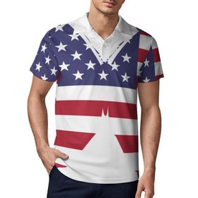 AILLOSA FLAG-158 3D Baskılı Desen Kısa Kollu Polo Yaka Erkek T-shirt