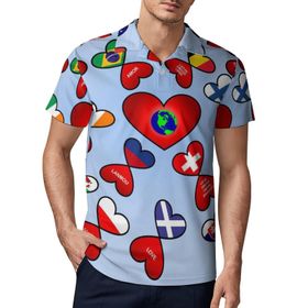 AILLOSA FLAG-16 3D Baskılı Desen Kısa Kollu Polo Yaka Erkek T-shirt
