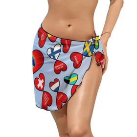AILLOSA FLAG-16 Sarong Wrap Beyaz Siyah Kadın Plaj Elbise