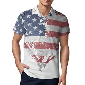 AILLOSA FLAG-163 3D Baskılı Desen Kısa Kollu Polo Yaka Erkek T-shirt
