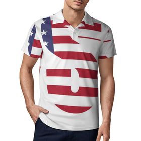 AILLOSA FLAG-164 3D Baskılı Desen Kısa Kollu Polo Yaka Erkek T-shirt