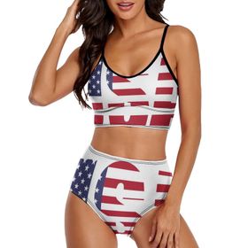 AILLOSA FLAG-164 Geniş Omuz Askılı Üçgen Bikini Üstü Alçak Bel İki Parça Kadın Bikini Seti