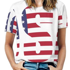 AILLOSA FLAG-164 Tamamı Baskılı Kısa Kollu Yuvarlak Yaka Kadın T-shirt
