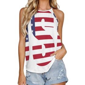 AILLOSA FLAG-164 Yuvarlak Yaka Kolsuz Kadın T-shirt