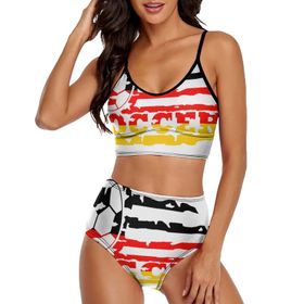 AILLOSA FLAG-168 Geniş Omuz Askılı Üçgen Bikini Üstü Alçak Bel İki Parça Kadın Bikini Seti