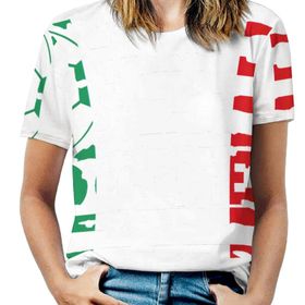 AILLOSA FLAG-169 Tamamı Baskılı Kısa Kollu Yuvarlak Yaka Kadın T-shirt