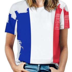 AILLOSA FLAG-173 Tamamı Baskılı Kısa Kollu Yuvarlak Yaka Kadın T-shirt