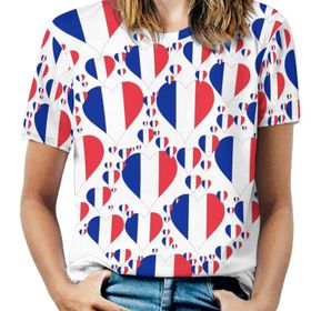 AILLOSA FLAG-174 Tamamı Baskılı Kısa Kollu Yuvarlak Yaka Kadın T-shirt