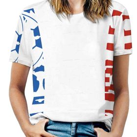 AILLOSA FLAG-177 Tamamı Baskılı Kısa Kollu Yuvarlak Yaka Kadın T-shirt