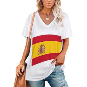 AILLOSA FLAG-179 Tamamı Baskılı V Yaka Kısa Kollu Kadın T-shirt