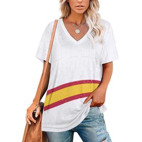 AILLOSA FLAG-180 Tamamı Baskılı V Yaka Kısa Kollu Kadın T-shirt