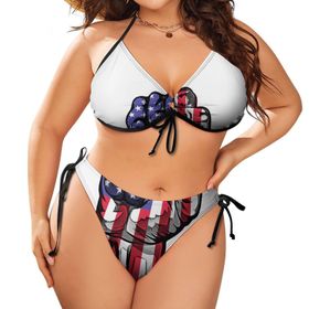 AILLOSA Flag-181 Karın Kontrolü İki Parça Büyük Beden Kadın Bikini Seti