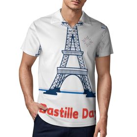 AILLOSA FLAG-182 3D Baskılı Desen Kısa Kollu Polo Yaka Erkek T-shirt