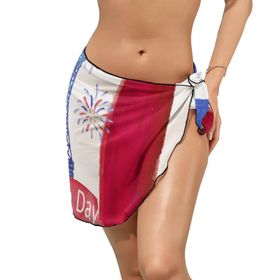 AILLOSA FLAG-183 Sarong Wrap Beyaz Siyah Kadın Plaj Elbise