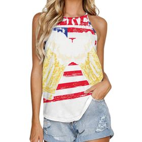 AILLOSA FLAG-184 Yuvarlak Yaka Kolsuz Kadın T-shirt