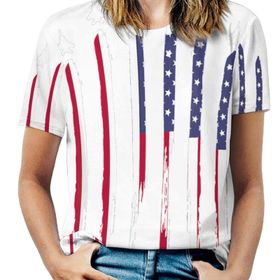 AILLOSA FLAG-185 Tamamı Baskılı Kısa Kollu Yuvarlak Yaka Kadın T-shirt