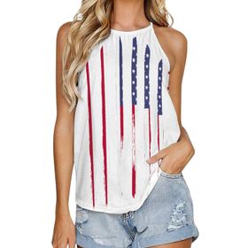 AILLOSA FLAG-185 Yuvarlak Yaka Kolsuz Kadın T-shirt