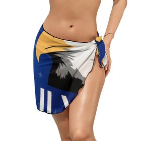 AILLOSA FLAG-187 Sarong Wrap Beyaz Siyah Kadın Plaj Elbise
