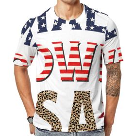 AILLOSA Flag-188 Baskılı Desenli Kısa Kollu Unisex T-shirt