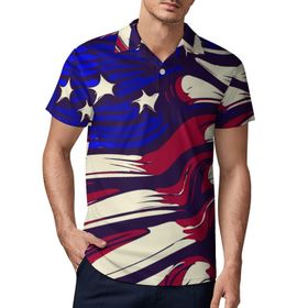 AILLOSA FLAG-19 3D Baskılı Desen Kısa Kollu Polo Yaka Erkek T-shirt