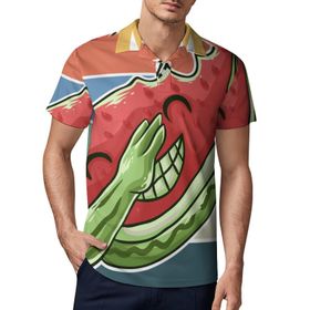 AILLOSA FLAG-192 3D Baskılı Desen Kısa Kollu Polo Yaka Erkek T-shirt